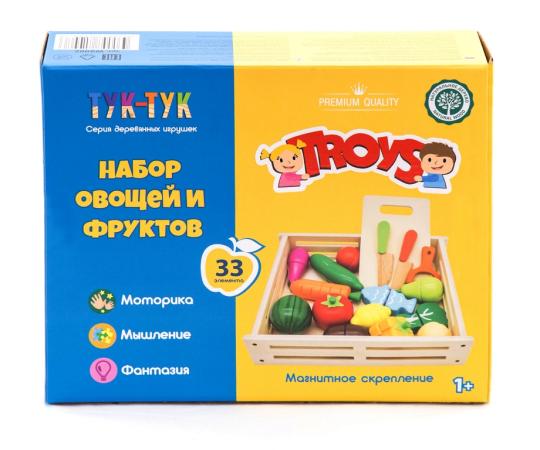 Фото 5 Игрушечный набор овощей и фруктов для маленьких поворят (33 элемента), г.Москва 2019